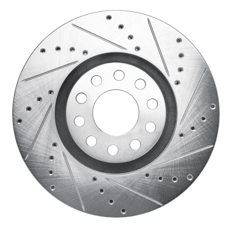 Volkswagen Passat Brake Rotor (1) - Front Right - R1 Concepts - Drilled & Slotted - Silver - `02-`05